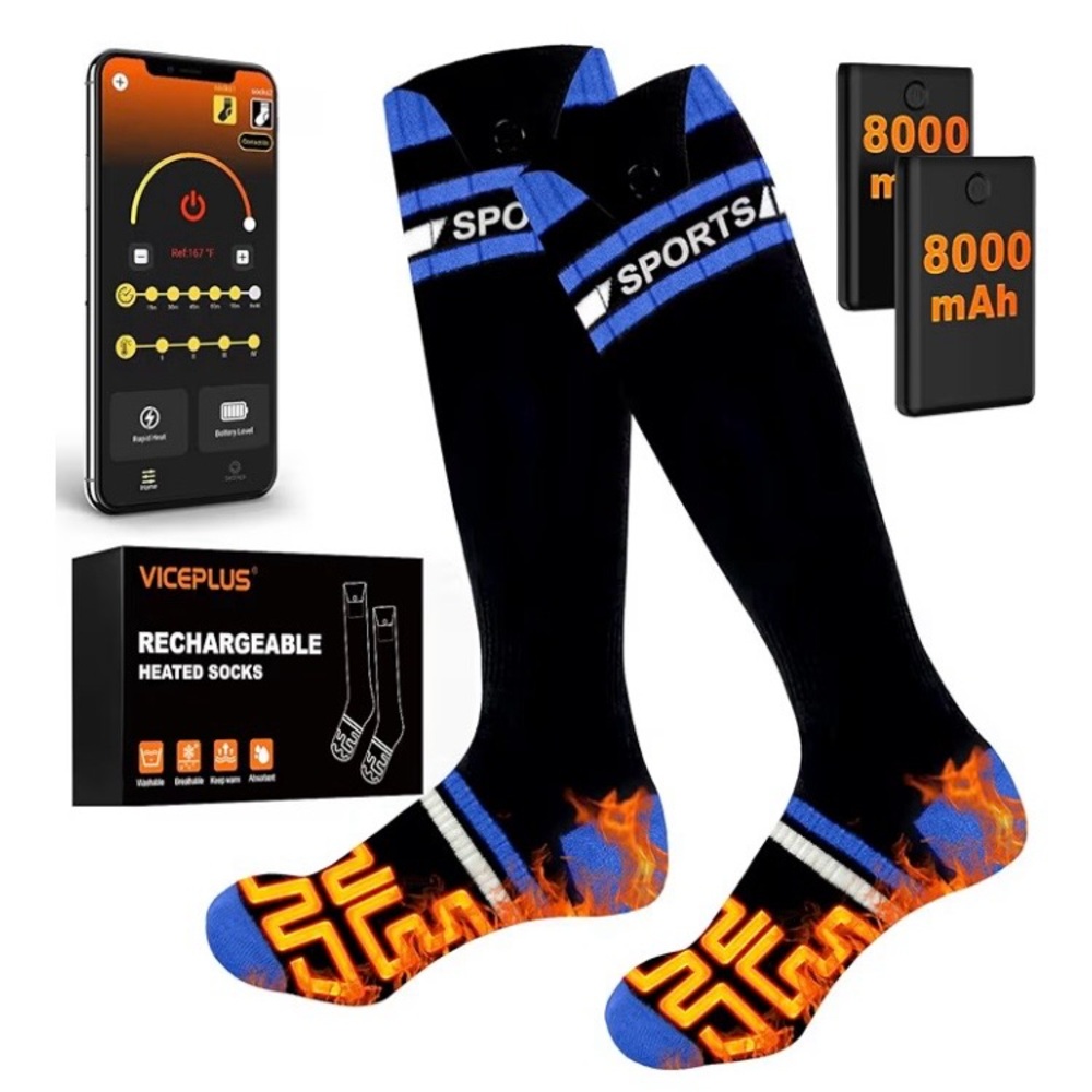 8000mAh*2 Heated Socks for Men Women with App Control. SIZE 6-14, NEW
